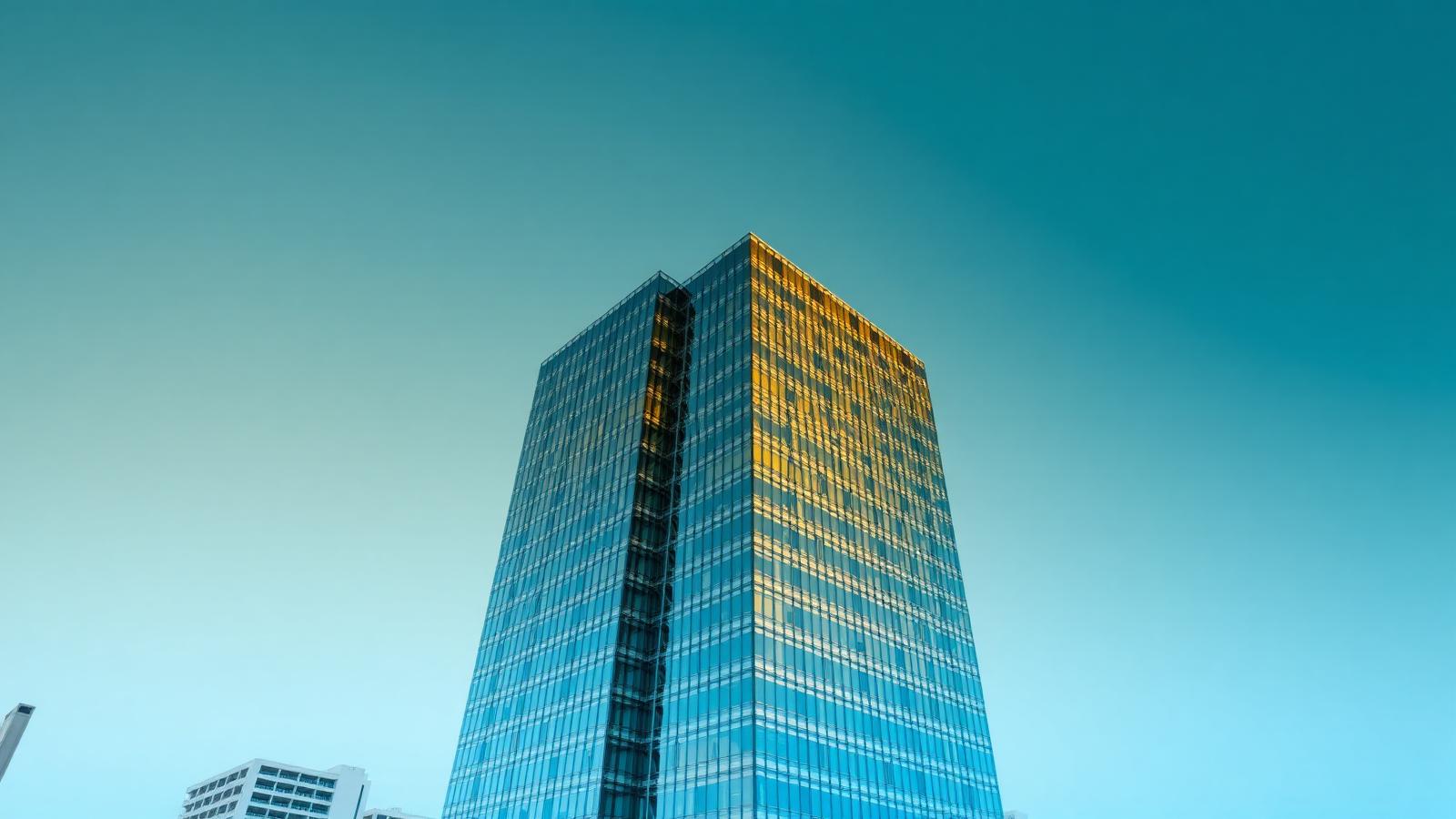 Glass facade of a modern commercial office tower